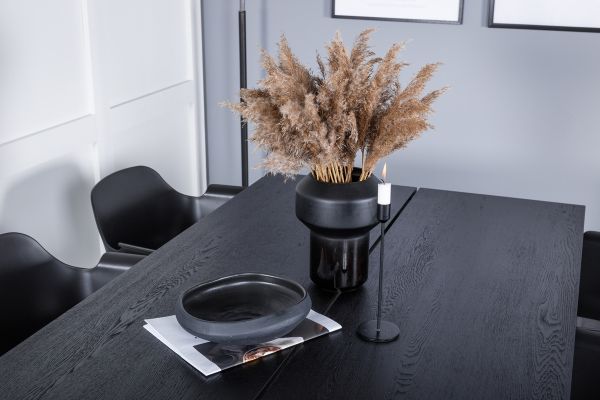 Imagine Extinsie de masă Sleek Neagră periată - 195*95+Scaun de dining Comfort din plastic - Picioare negre - Plastic negru_6