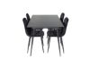 Imagine Masa extensibila Silar - Melamina neagra / Picioare negre + Scaun de dining Polar Diamond - Picioare negre - Catifea neagra