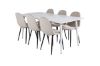 Imagine Masa de dining Polar 180 cm - Blat alb / Picioare albe + Scaun de dining Polar - Picioare negre / Catifea bej (înlocuiește 19902-880)_6