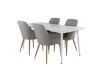 Imagine Masa de dining Polar de 180 cm - Blat alb / Picioare albe + Scaun de dining Comfort - Stejar/Gri deschis