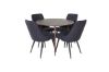 Imagine Masa rotunda Plaza de 100 cm - blat de nuc - picioare de nuc + scaun de lux Velvet - picioare negre - material negru_4