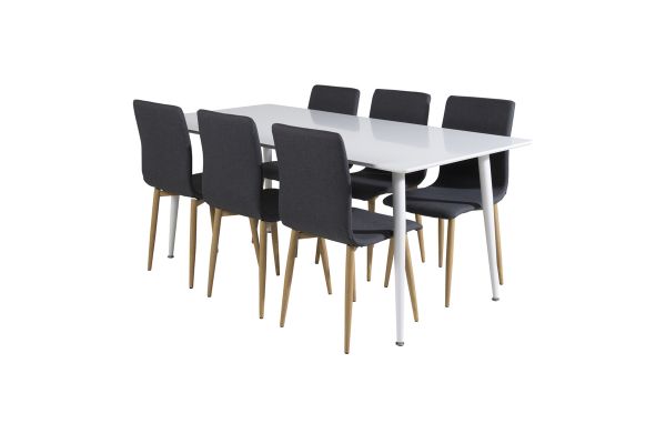 Imagine Polar Dining table 180 cm - White top / White Legs +Windu Matstol - Ek-Look / Mörkgrå _6