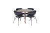 Imagine Plaza Round table 100 cm - Walnut top - Walnut legs+Arrow armchair - Black Legs - Black Velvet_4