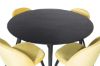 Imagine Masa de Dining Dipp - 115cm - Furnir negru / picioare complet negre + Scaun de dining din catifea - Galben / Negru_4