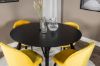 Imagine Masa de Dining Dipp - 115cm - Furnir negru / picioare complet negre + Scaun de dining din catifea - Galben / Negru_4