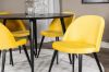 Imagine Masa de Dining Dipp - 115cm - Furnir negru / picioare complet negre + Scaun de dining din catifea - Galben / Negru_4