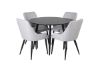 Imagine Plaza - Masă de dining - 100 ø - Negru/Negru + Scaun de dining Plaza - Picioare negre - Material gri deschis _4