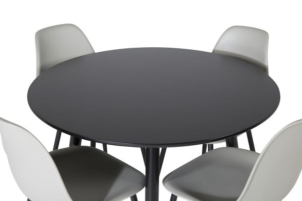 Imagine Plaza - Masă de dining - 100 ø - Negru/Negru + Scaun de plastic Polar - Picioare negre / Plastic gri _4