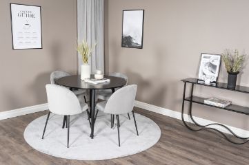 Imagine Plaza - Dining table - 100 ø - Black/Black +Wrinkles Dining Chair - Black Legs - Grey Velvet _4