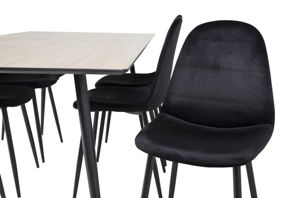 Imagine Masa de dining Silar - 180 cm - Melamină "Efect Lemn" / Picioare Negre + Scaun de dining Polar - Picioare Negre / Catifea Neagră (înlocuiește 19902-888)_6