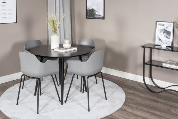 Imagine Plaza - Dining table - 100 ø - Black/Black +Comfort Plastic Dining Chair - Black Legs - Grey Plastic _4