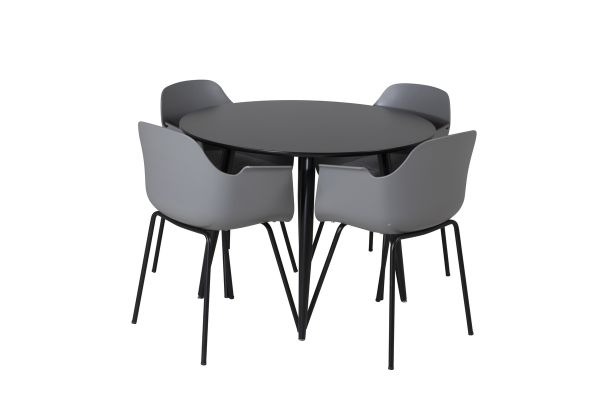 Imagine Plaza - Dining table - 100 ø - Black/Black +Comfort Plastic Dining Chair - Black Legs - Grey Plastic _4