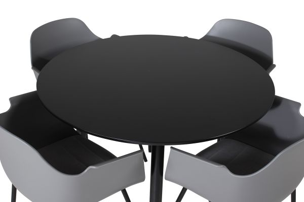 Imagine Plaza - Dining table - 100 ø - Black/Black +Comfort Plastic Dining Chair - Black Legs - Grey Plastic _4