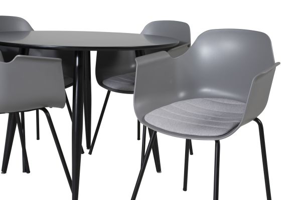 Imagine Plaza - Dining table - 100 ø - Black/Black +Comfort Plastic Dining Chair - Black Legs - Grey Plastic _4