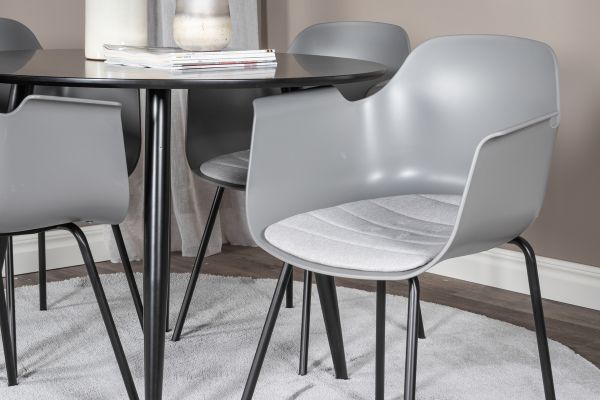 Imagine Plaza - Dining table - 100 ø - Black/Black +Comfort Plastic Dining Chair - Black Legs - Grey Plastic _4