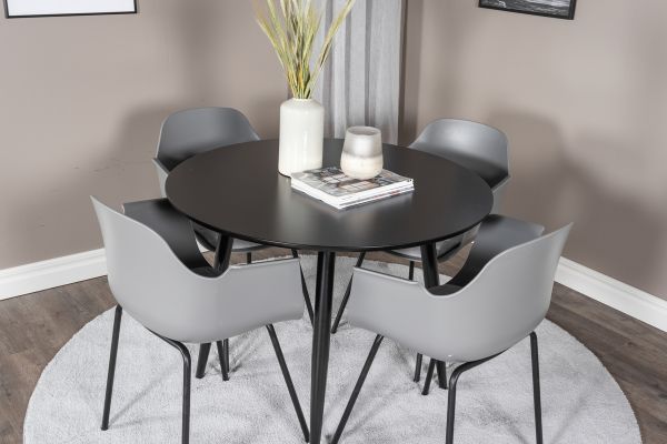 Imagine Plaza - Dining table - 100 ø - Black/Black +Comfort Plastic Dining Chair - Black Legs - Grey Plastic _4