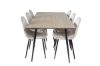 Imagine Masa de dining Silar - 180 cm - Melamină aspect lemn / picioare negre + Scaun de dining Polar - picioare negre / catifea bej (înlocuiește 19902-880)_6