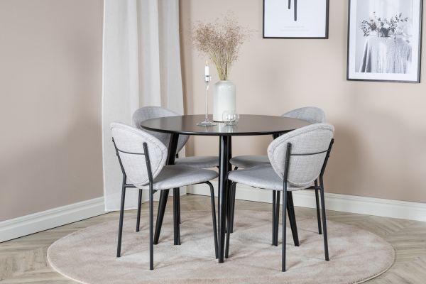 Imagine Plaza - Dining table - 100 ø - Black/Black +Vault Dining Chair - Black Legs - Grey Fabric _4