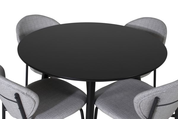 Imagine Plaza - Dining table - 100 ø - Black/Black +Vault Dining Chair - Black Legs - Grey Fabric _4