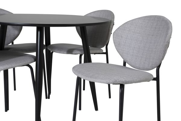 Imagine Plaza - Dining table - 100 ø - Black/Black +Vault Dining Chair - Black Legs - Grey Fabric _4