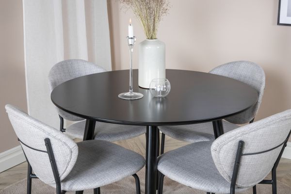 Imagine Plaza - Dining table - 100 ø - Black/Black +Vault Dining Chair - Black Legs - Grey Fabric _4