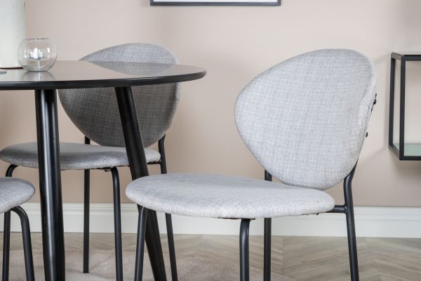 Imagine Plaza - Dining table - 100 ø - Black/Black +Vault Dining Chair - Black Legs - Grey Fabric _4