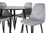 Imagine Plaza - Masă de dining - 100 ø - Negru/Negru + Scaun de dining Polar - Picioare Negre - Catifea Gri _4