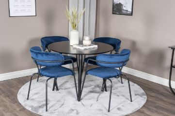 Imagine Plaza - Dining table - 100 ø - Black/Black +Arrow armchair - Black Legs - Blue Velvet _4