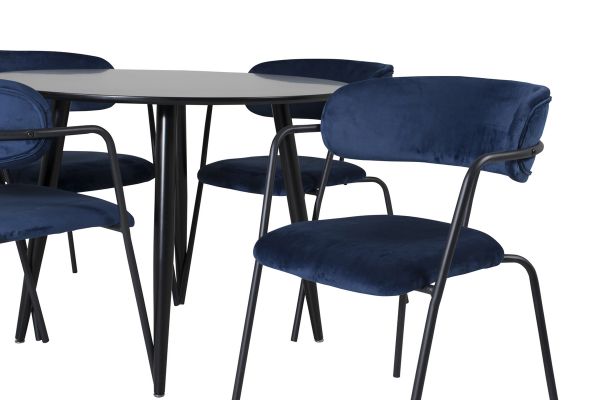 Imagine Plaza - Dining table - 100 ø - Black/Black +Arrow armchair - Black Legs - Blue Velvet _4