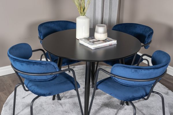 Imagine Plaza - Dining table - 100 ø - Black/Black +Arrow armchair - Black Legs - Blue Velvet _4