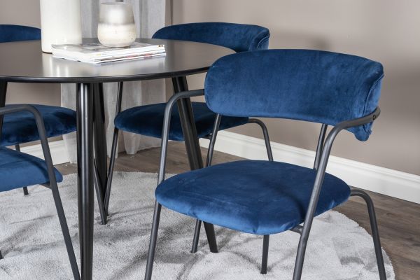 Imagine Plaza - Dining table - 100 ø - Black/Black +Arrow armchair - Black Legs - Blue Velvet _4