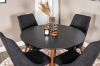 Imagine Vă rugăm să traduceți complet Plaza Round Table 100 cm - Black Top - Walnut legs+Leone Dining Chair - Walnut legs - Black Fabric_4