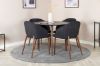 Imagine Plaza Round Table 100 cm - Black Top - Walnut legs+Arch Dining Chair - Walnut Legs - Black Fabric_4