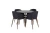 Imagine Plaza Round Table 100 cm - Black Top - Walnut legs+Arch Dining Chair - Walnut Legs - Black Fabric_4