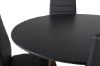 Imagine Vă rugăm să traduceți complet Plaza Round Table 100 cm - Blat negru - Picioare din nuc + Scaun de masă cu spătar înalt subțire - Picioare negre - PU negru_4