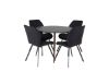 Imagine Plaza Masa Rotundă 100 cm - Blat Negru - Picioare Nuc + Scaun Dining Gemma - Picioare Negre - Material Negru_4