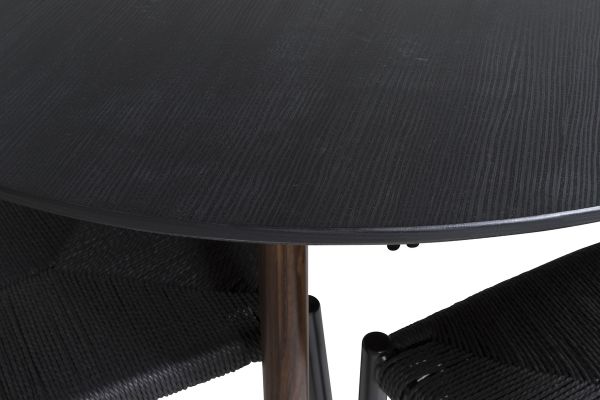 Imagine Plaza Round Table 100 cm - Black Top - Walnut legs +Polly Dining Chair - Black / Black _4