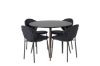 Imagine Te rog să traduci complet Plaza Round Table 100 cm - Blat Negru - Picioare Nuc+Vault Dining Chair - Picioare Negre - Material Negru_4