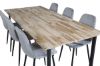 Imagine Masa de dining Cirebon 200*90cm - Natură / Negru+ Scaun de dining Polar Diamond - Picioare Negre - Catifea Gri_6