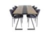 Imagine Masa de dining Jakarta - 200*90*H75 - Teak întunecat / Negru+Scaun de dining Vault - Picioare negre - Material negru_6