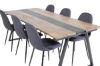 Imagine Masa de dining Jakarta complet tradusă. 200 * 90 * H75 - Teak întunecat / Negru + Scaun de dining Polar - Picioare negre - Material negru_6