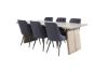 Imagine Rustic Dining Table - Smoked Oak - 210 cm+Scaun de lux de catifea - Picioare negre - Material negru_6