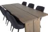 Imagine Rustic Dining Table - Smoked Oak - 210 cm+Scaun de lux de catifea - Picioare negre - Material negru_6