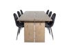 Imagine Masa de dining Logger - Stejar Fumuriu - 210 cm+ 6 scaune de dining Polar - Picioare negre / Catifea neagra (inlocuiesc 19902-888)