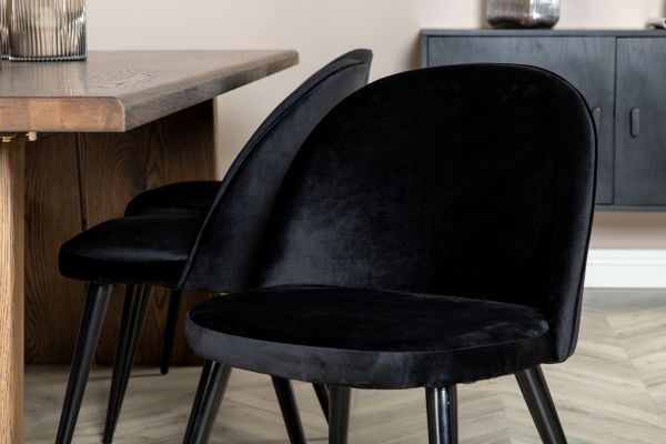 Imagine Tabel de dining Logger - Stejar Fumuriu - 210 cm+Scaun de dining Velvet - Negru / Negru_6