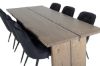 Imagine Masa de dining Logger - Stejar afumat - 210 cm + Scaun de dining Velvet Deluxe - Negru / Negru_6