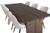 Imagine Tabel de dining Logger - Stejar fumuriu - 210 cm + Scaun de dining Velvet Deluxe - Bej / Negru_6