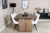 Imagine Tabel de dining Logger - Stejar fumuriu - 210 cm + Scaun de dining Velvet Deluxe - Bej / Negru_6