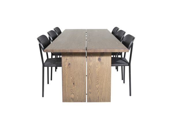 Imagine Masa de dining Logger - stejar fumuriu - 210 cm + Scaun de dining Polly - Negru / Negru _6