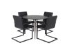 Imagine Masa de dining Logger - stejar fumuriu - 210 cm + Scaun de dining Vault - picioare negre - material negru_6